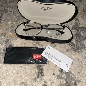 Ray-Ban Silver and Black Eyeglasses with Case